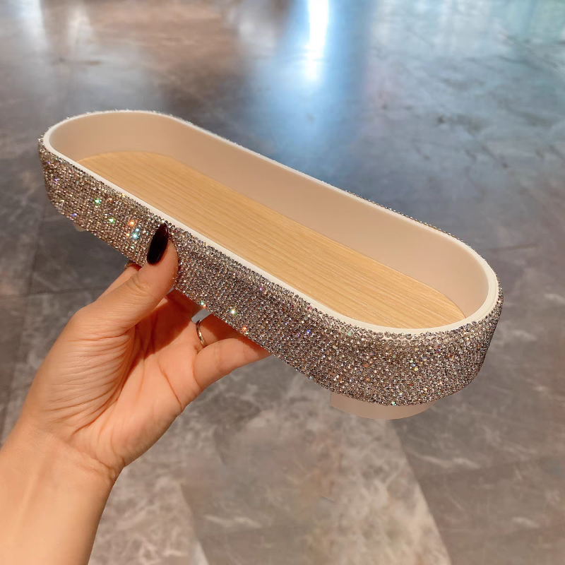 Luxury Skincare Tray - Light luxury plastic oval tray storage