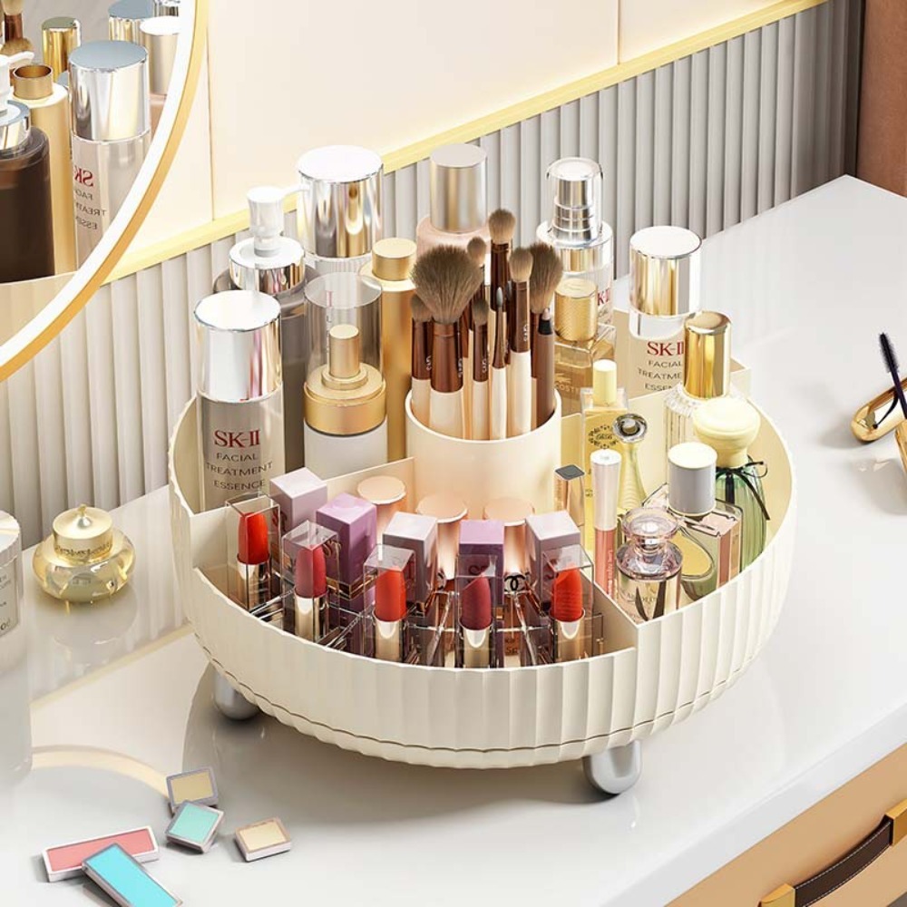 Luxury Skincare Tray - Rotating luxury cosmetics storage box desktop